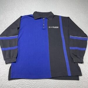 Pure Polaris Polo Shirt Mens Medium Black Blue 1/4 Zip Colorblock Logo Moto